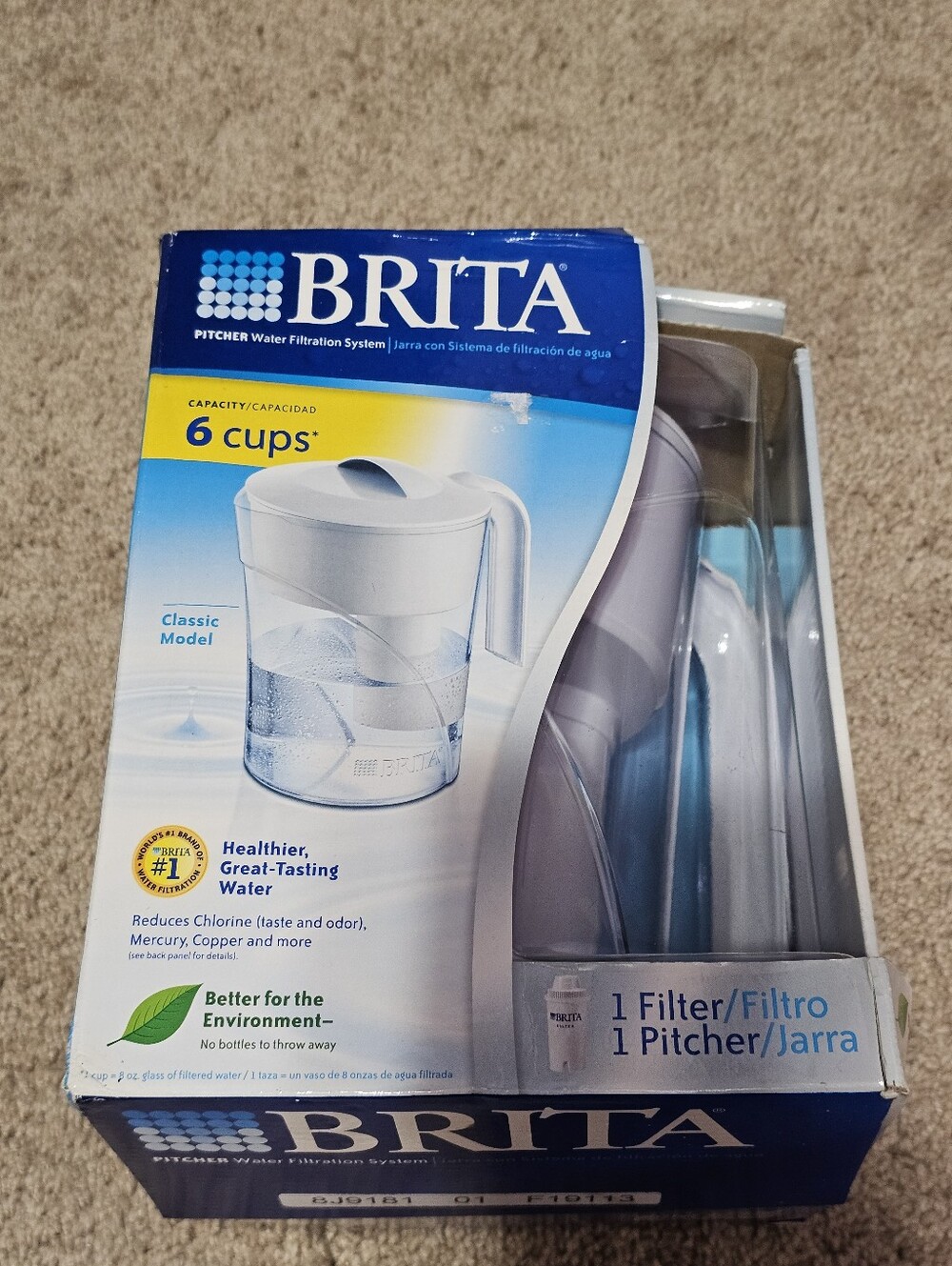 New! Brita 6-Cup Water Pitcher with Filter - Classic Model